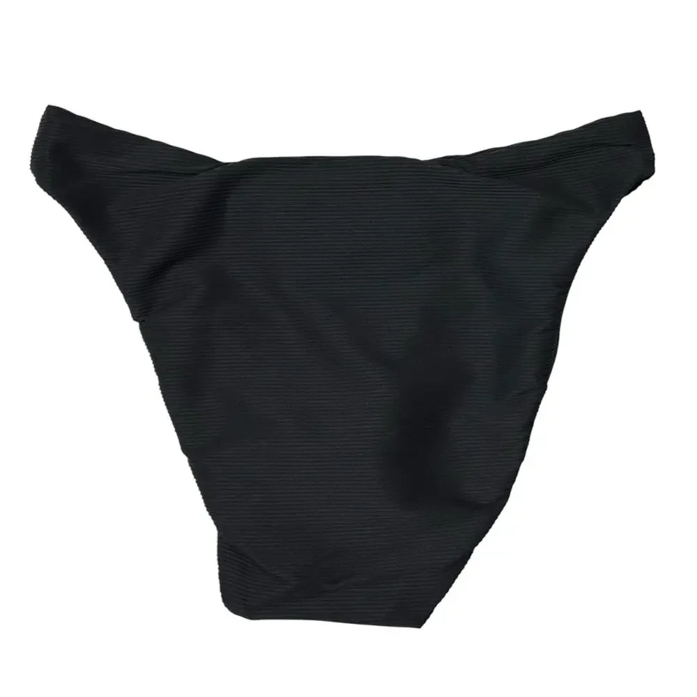 2/$15 NWT J. Crew Ribbed High-Rise Cheeky Bikini Bottom Black High-Cut Size S